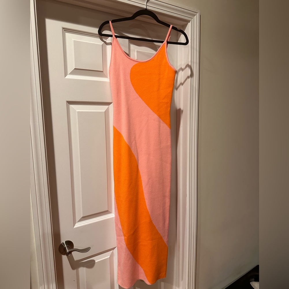 Pink and Orange Maxi Knit Dress